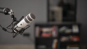 Een podcast microfoon
